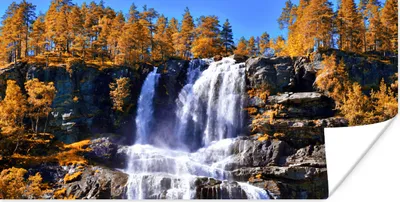 Produktbild von MuchoWow® Poster Wasserfall - Norwegen - Natur 160x80 cm - Foto Poster