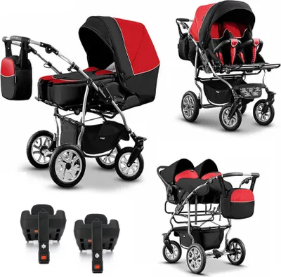 Produktbild von Zwillingskinderwagen 5 in 1 City Twin inkl. Autositze - 16 Teile - in 19 Farben