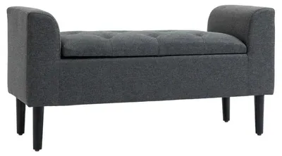 Image de Banc de rangement – Repose-pied avec espace de rangement | Couleur : Gris foncé + Noir | Dimensions : 116 x 44 x 58 cm
