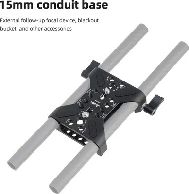 Produktbild von Mehrzweck-Kamera-Grundplatte, Grundplatte mit 15-mm-Stangenschienenklemme, Stativmontage-Grundplatte aus Aluminiumlegierung fuer das DSLR-Rig-Stuetzsystem