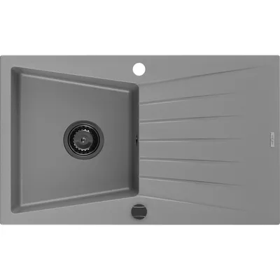 Obrázek produktu pro Mexen Cesar 1-miskový granitový dřez s odkapávačem 775 x 470 mm, Šedá, sifon Černá - 6514771010-71-B