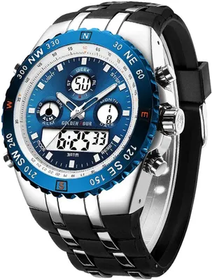Imagen del producto de Reloj deportivo militar, reloj analógico digital resistente al agua con fecha, alarma, función luminosa, cronómetro, reloj de pulsera grande para hombres
