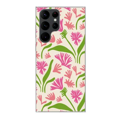 Produktbild von MuchoWow® Handyhülle Schutzhülle Hülle für Samsung Galaxy S22 Ultra Blume - Muster - Blatt Silikon Softcase Handy Hülle - Abbildung