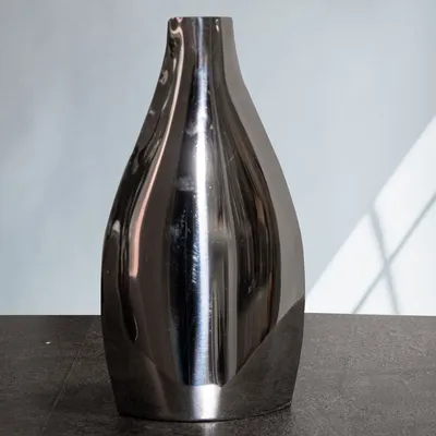 Produktbild von Aluminium Vase, Amphore, Vase, Silberfarbend, Flach