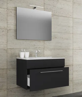 Produktbild von VCM 3-tlg. Waschplatz Waschtisch | Waschbecken Unterschrank Breite 60 cm | Badmöbel Set hängend mit einer Schublade Spiegel | Badinos