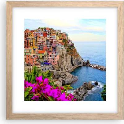 Produktbild von Gerahmtes Poster - Rahmen in heller Eiche - Italien küste felsen landschaft - 30x30 cm - Wand Bild - Wanddeko - Wandbilder - Wandposter - Bilderrahmen - Bilder - Kunstdruck - P2NAC30x30-2684