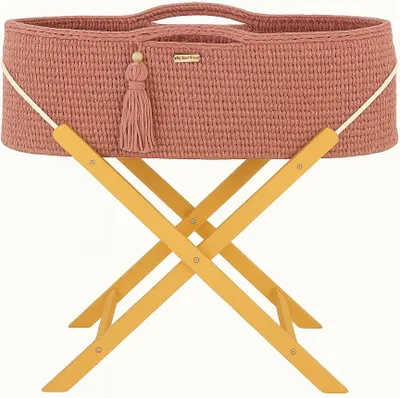 Produktbild von Moseskorb BOHO Handgefertigt mit Ständer Blush