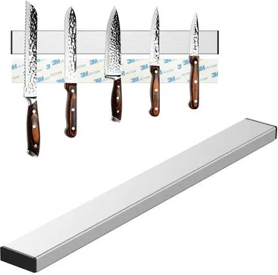 Productafbeelding van Ibenzoa® Magnetische messenhouder 40 cm – zelfklevende messenhouder van geborsteld roestvrij staal, montage zonder boren