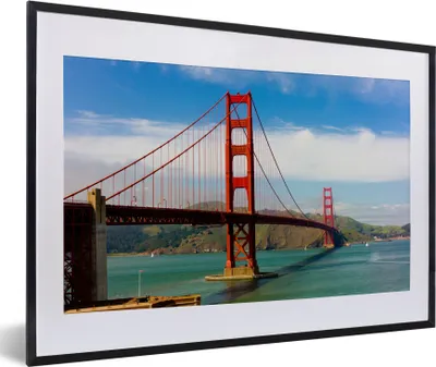 Produktbild von MuchoWow® MuchoWow® Gerahmtes Poster Blick auf die Golden Gate Bridge in Kalifornien 60x40 cm - Poster mit zchwarzem Bilderrahmen - Schlafzimmer - Plakat in Rahmen - Drucken