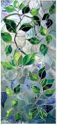 Produktbild von Unyqoos® Fensterfolie (PVC) – dekorative Bleiglas-Optik Sichtschutzfolie, statisch haftend & selbstklebend, lichtdurchlässig, 45×100 cm für Bad & Wohnraum