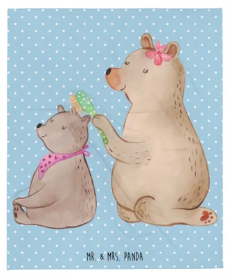 Produktbild von Mr. & Mrs. Panda Decke Bär Kind - Blau Pastell - Geschenk, Muttertag, Bettdecke, Mutter, Plaid, Familie, Sofadecke, Bären, Mama, Kuscheldecke, Tagesdecke