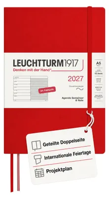 Produktbild von LEUCHTTURM1917 Wochenkalender 2027 Medium (A5) mit Notizbuch, liniert - Terminpl