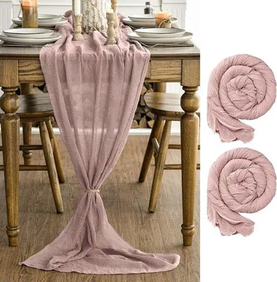 Obrázek produktu pro Dekorace z gázy ve stylu boho, 80 x 300 cm, látkový ubrus, do interiéru, na večírek, svatbu, dovolenou, narozeniny
