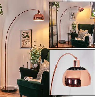 Produktbild von Gavirate Stehlampe aus Metall mit Marmorfuß in Schwarz/Kupferfarben/Weiß