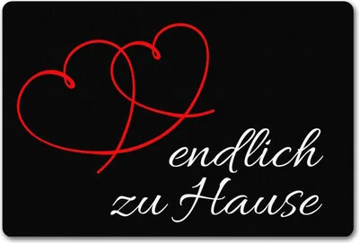 Produktbild von Fussmatte Endlich zu Hause mit lustigem Spruch schwarz