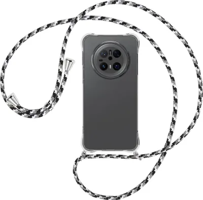 Produktbild von Handykette Backcover-Schutzhülle mit Band (Metall silberfarben) für Huawei Mate 70 - schwarz/grau/weiß