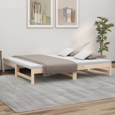 Produktbild von vidaXL Tagesbett Ausziehbar 2x(75x190) cm Massivholz Kiefer - Tagesbett - Tagesbetten - Schlafsofa - Gästebett