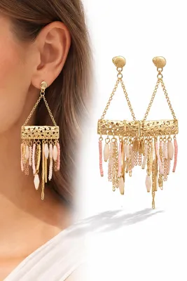 Produktbild von Biba Ohrhänger Ohrringe Grün Rosa Anhänger Ägyptischen Stil – Rosa