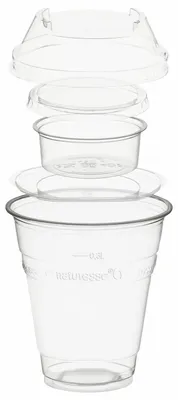 Produktbild von 100x Trinkbecher 300ml+Domdeckel+Einsatzbecher stapelbar aus PLA