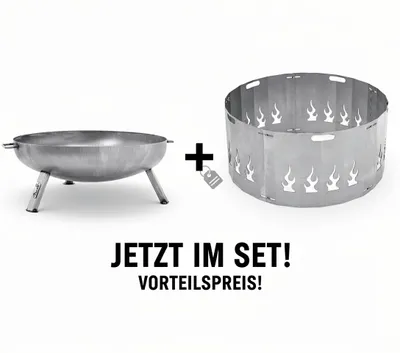 Produktbild von Favilla BOMBE BASIC Feuerschale 64 cm Set mit Funkenschutz Flamme