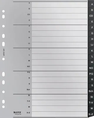 Produktbild von Leitz 12070000 Tab-Register Alphabetischer Registerindex Polypropylen (PP) Schwarz, Weiß