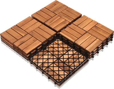 Produktbild von Bettizia 8m²Holzfliesen Terrassenfliesen Holz Fliesen Mosaik 30x30 cm Balkonfliesen wetterfest aus Akazienholz mit Klicksystem für Terrasse Balkon 88x