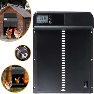 Produktbild von Automatische Hühnerklappe mit Timer, Elektrische Hühnerklappe Automatisch, LED Display, Wasserdichter Türöffner für Hühnerstall