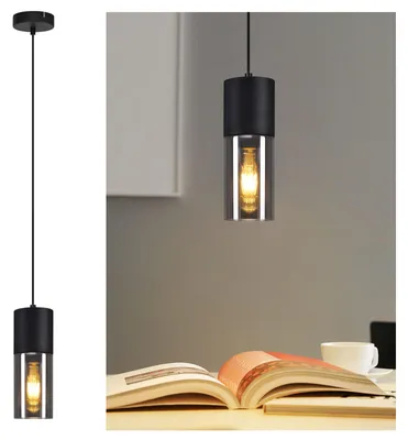 Produktbild von ZMH Pendelleuchte Schwarz Esstisch Pendellampe 1 Flammig Hängeleuchte E27 Küche Glas Metall Hängelampe Industrie Modern für Wohnzimmer Schlafzimmer