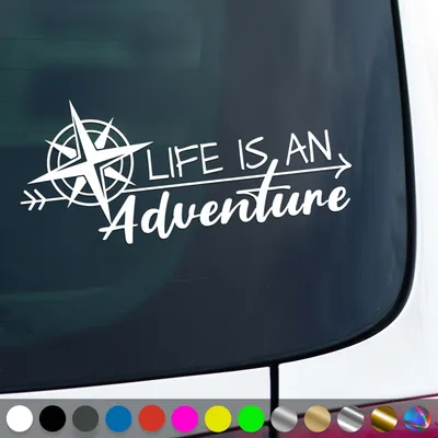 Produktbild von PantherPixel Abenteuer Aufkleber Life Adventure Reisen Bus Camping Sticker Auto Geschenkidee Farbe Weiss