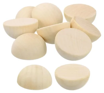 15 halbrunde Holzkugeln 50 mm, unbehandelt, Naturholz