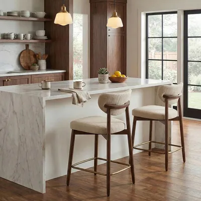 Produktbild von VASAGLE Barhocker 2er Set in Leinenoptik, mit Rückenlehne und Massivholzbeinen, 50 x 51,5 x 95,5 cm, Hellbeige