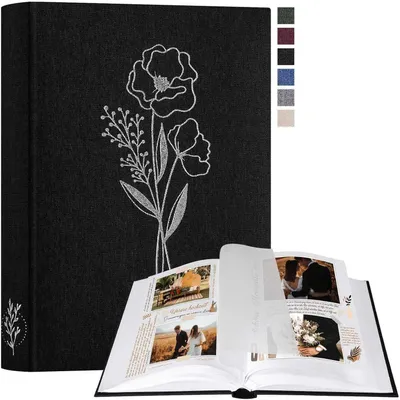 Obrázek produktu pro Fotoalbum pro vlastní úpravu, plátěná vazba, 60 bílých stran s pergamenovým papírem, vhodné pro fotografie formátu 9x13 cm, 10x15 cm, 13x18 cm, barva: černá, rozměry: 19x27 cm