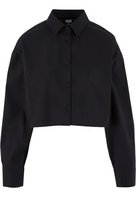 Produktbild von Urban Classics - Damen Cropped Oversized Bluse - BLACK - 5XL