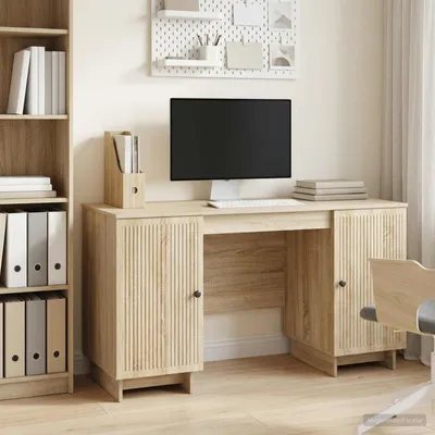 Imagen del producto de Maison Exclusive - Escritorio de madera con revestimiento de roble Sonoma, 142,5 x 50 x 75 cm
