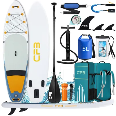Produktbild von Stand Up Paddle Board 335, Bis zu 200kg, SUP Board mit Paddel mit 86 cm Standfläche, Pumpe, Rucksack, aufblasbares iSUP Set für Anfänger & Familien