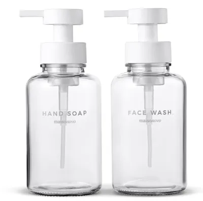 Image de Ensemble de 2 distributeurs de savon moussant en verre