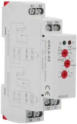 Immagine prodotto di GRL8-02 - Regolatore per corrente alternata, 24-240 V, 10 A, controllo del livello 1/2, regolazione della sensibilità 5-100 kΩ, tempo di risposta 400 ms, relè di controllo