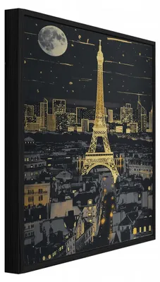 Produktbild von Bilder mit Rahmen Stadt Eiffelturm Loft - 100x150 cm - Wandbilder Wohnzimmer Schlafzimmer - Metallbild Bilder mit Rahmen Schwarz - ADS16431S6