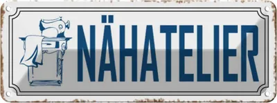 Produktbild von vianmo Blechschild 10x27 cm Nähatelier Beruf Arbeit