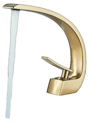 Imagen del producto de Grifo para lavabo, de montaje en superficie, con estructura de latón, acabado en dorado cepillado