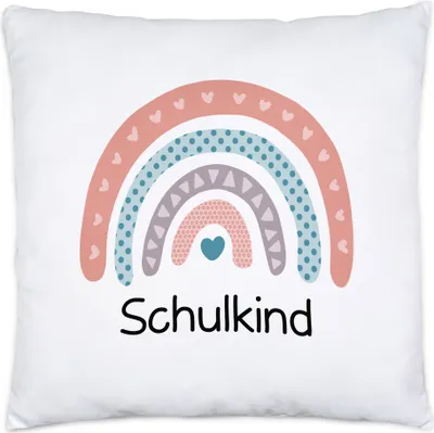 Produktbild von Schulkind Kissen Inkl. Füllung Einschulungsgeschenk Grundschule 1. Klasse Schulstart Herzen Motiv