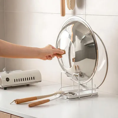 Obrázek produktu pro Držák na poklice s odkapávací miskou do kuchyně, bílý