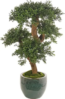 Produktbild von INNA-Glas Pflanzentopf OVERUM aus Faserton, 3 Stück, moosgrün, 38x32cm, 30x26cm, 22x21cm - Übertopf