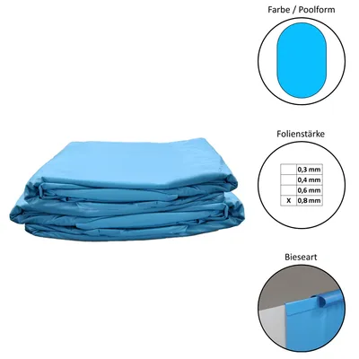 Produktbild von Poolfolie Ersatzfolie Ovalformbecken 623x360x120cm - Dicke 0,8mm - Einhängebiese - blau