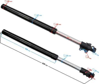Obrázek produktu pro Moretti NXT150 Přední tlumič 830 mm černý