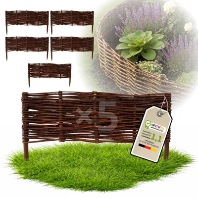 Produktbild von Floranica 5 Stück Beetbegrenzung Weide 20 cm x 60 cm – Rasenkante Weidengeflecht Beeteinfassung, Beetumrandung