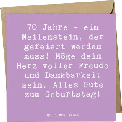 Produktbild von Mr. & Mrs. Panda Grußkarte Spruch 70. Geburtstag Meilenstein - Lavendeltraum - Geschenk, erfülltes Leben, Happy Birthday, Glückwunsch, Klappkarte, Jubiläum, doppelkarte