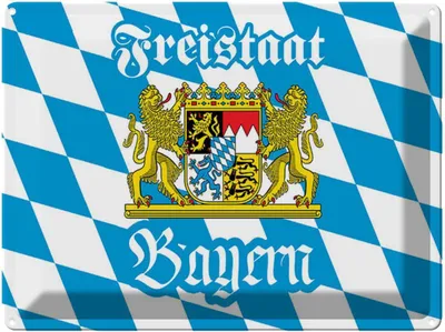 Obrázek produktu pro vianmo Kovový nápis 40x30 cm Bayern Freistaat Bayern Wappen