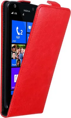 Produktbild von Cadorabo Hülle für Nokia Lumia 925 Schutz Hülle in Rot Flip Etui Handyhülle Case Cover