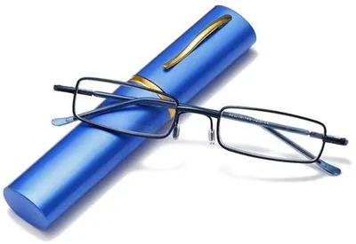 Zdjęcie produktu dla Cienkie metalowe okulary do czytania, uni , 1,0 dioptrii, z etui na klips